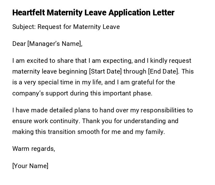 Heartfelt Maternity Leave Application Letter Heartfelt Maternity Leave Application Letter