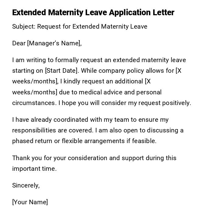 Extended Maternity Leave Application Letter Extended Maternity Leave Application Letter