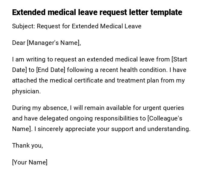 Extended medical leave request letter template