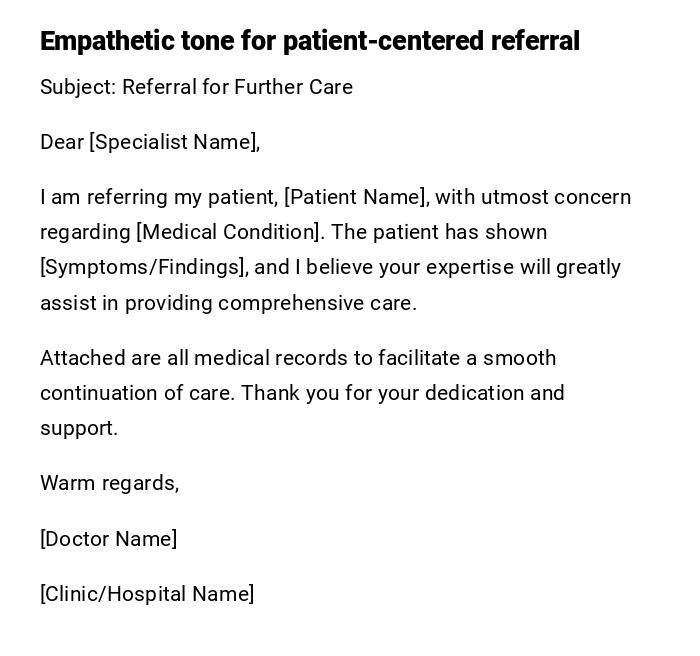 Empathetic tone for patient-centered referral