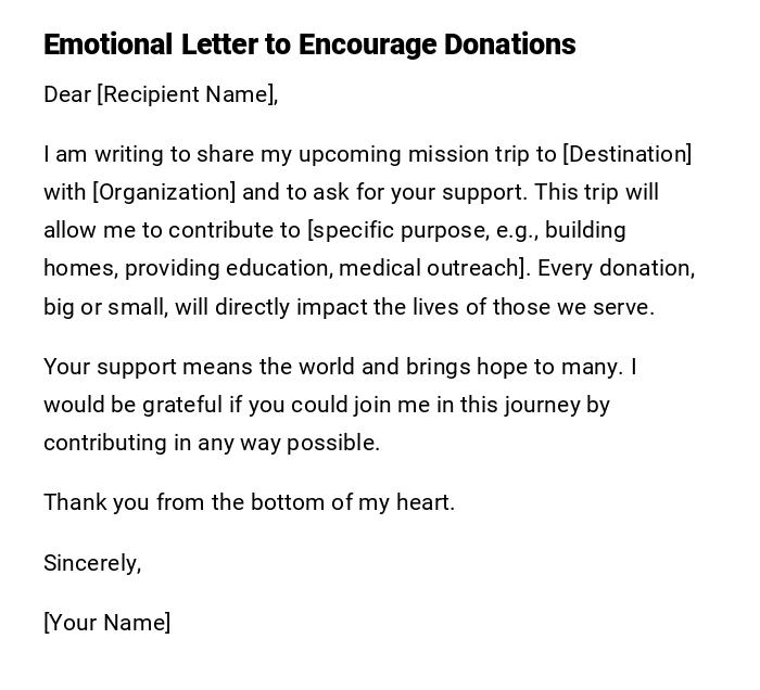 Emotional Letter to Encourage Donations Emotional Letter to Encourage Donations