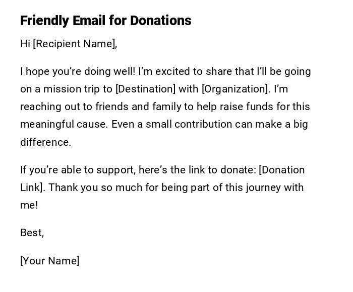 Friendly Email for Donations Friendly Email for Donations