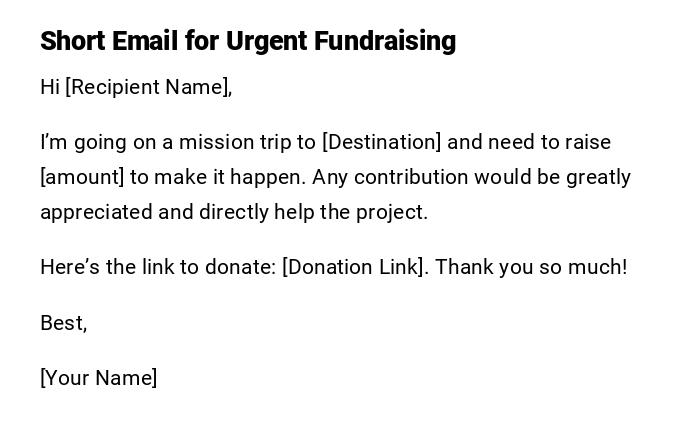 Short Email for Urgent Fundraising Short Email for Urgent Fundraising