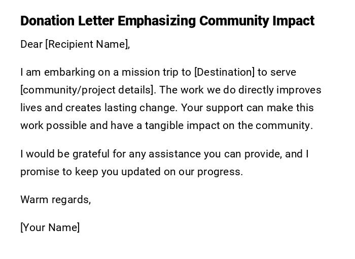 Donation Letter Emphasizing Community Impact Donation Letter Emphasizing Community Impact
