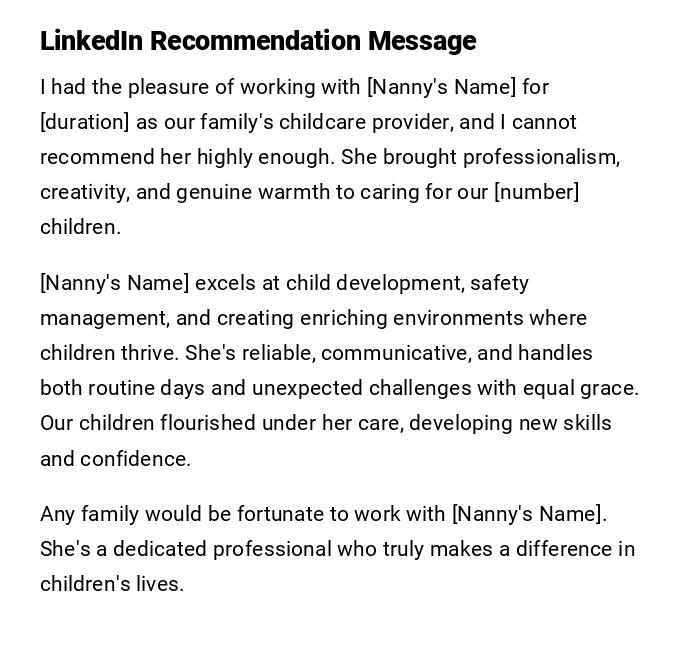 LinkedIn Recommendation Message LinkedIn Recommendation Message