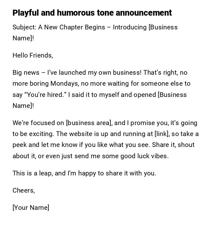 Playful and humorous tone announcement Playful and humorous tone announcement