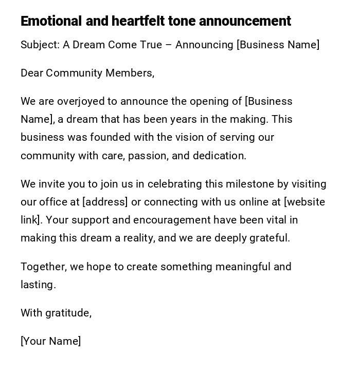 Emotional and heartfelt tone announcement Emotional and heartfelt tone announcement