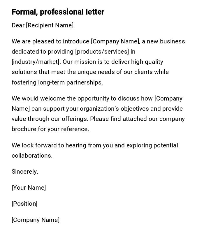 Formal, professional letter