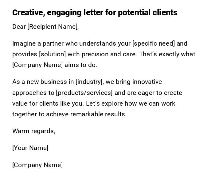 Creative, engaging letter for potential clients