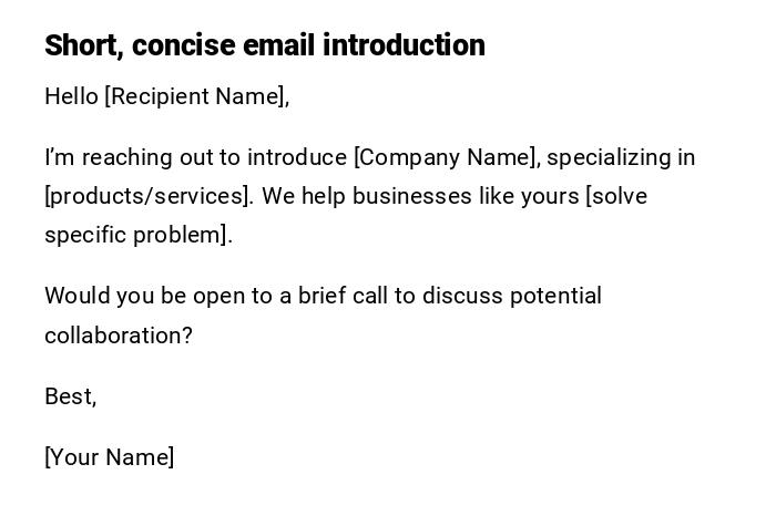 Short, concise email introduction