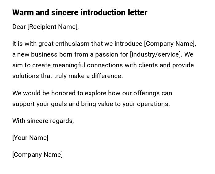 Warm and sincere introduction letter