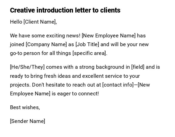 Creative introduction letter to clients Creative introduction letter to clients