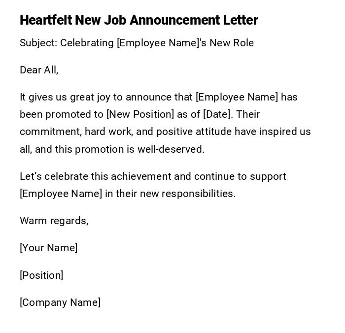 Heartfelt New Job Announcement Letter Heartfelt New Job Announcement Letter