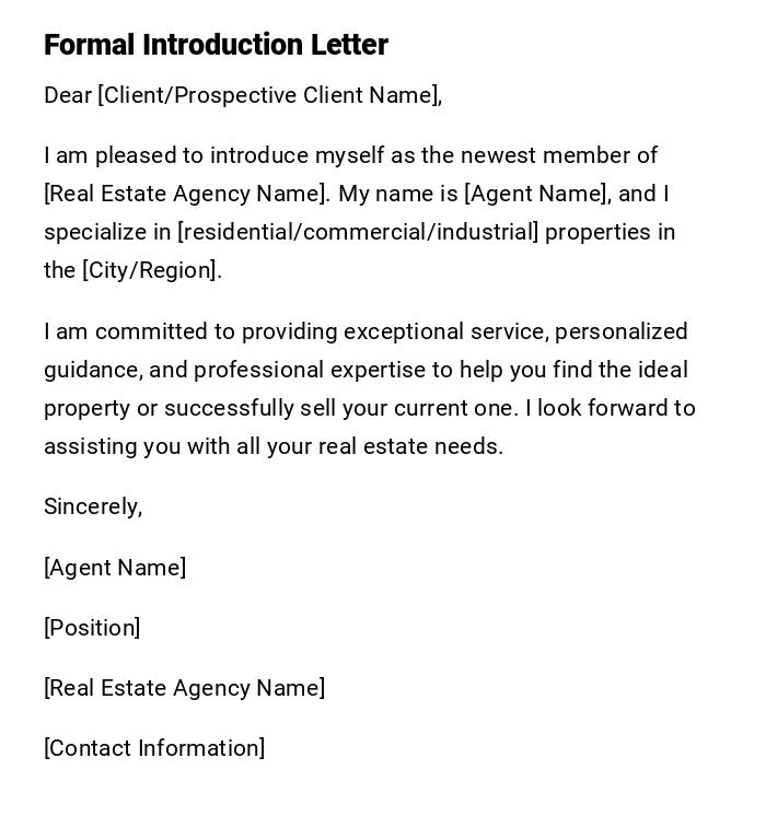 Formal Introduction Letter Formal Introduction Letter