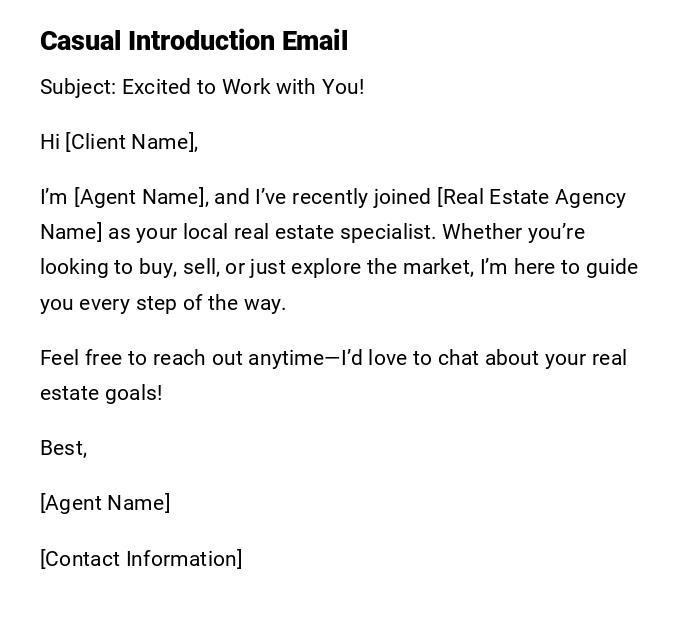 Casual Introduction Email Casual Introduction Email