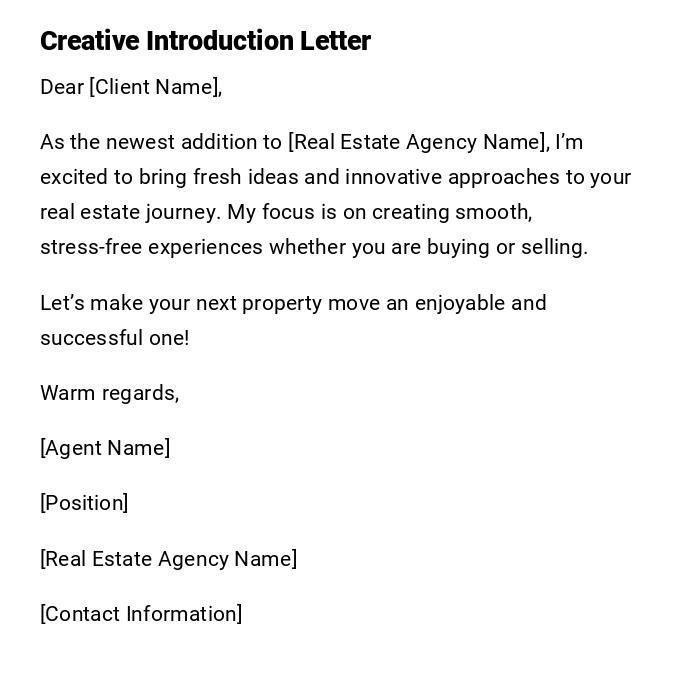 Creative Introduction Letter Creative Introduction Letter