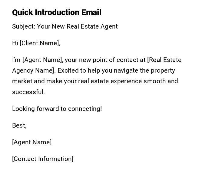 Quick Introduction Email Quick Introduction Email