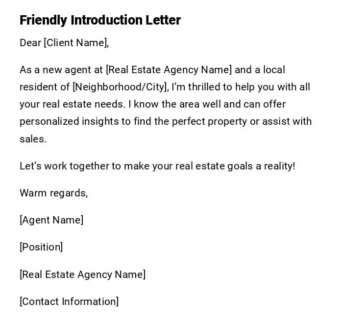 Friendly Introduction Letter Friendly Introduction Letter