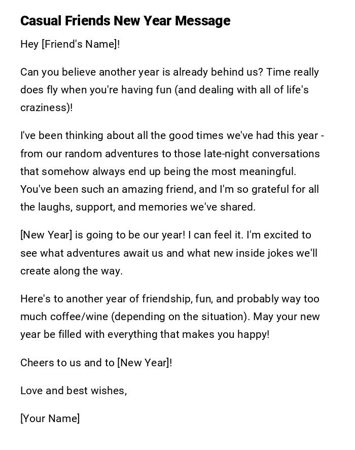 Casual Friends New Year Message