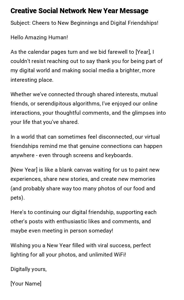 Creative Social Network New Year Message