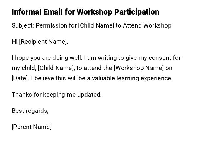 Informal Email for Workshop Participation