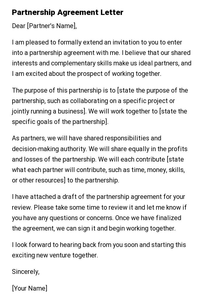 Partnership Agreement Letter