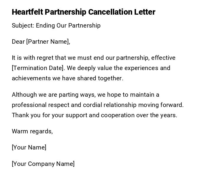 Heartfelt Partnership Cancellation Letter Heartfelt Partnership Cancellation Letter