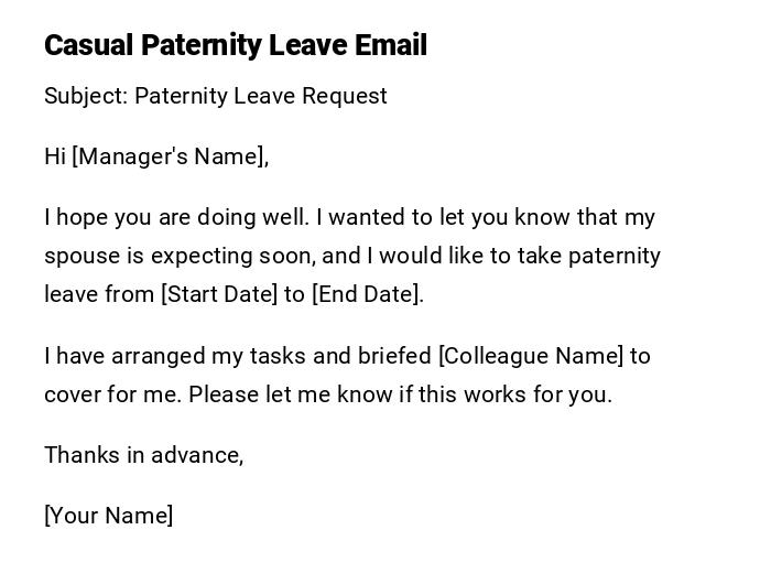 Casual Paternity Leave Email Casual Paternity Leave Email