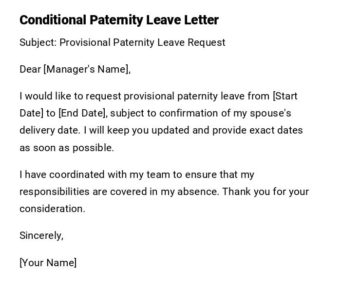 Conditional Paternity Leave Letter Conditional Paternity Leave Letter