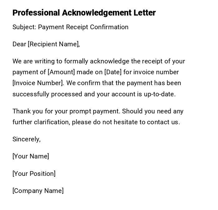 Professional Acknowledgement Letter Professional Acknowledgement Letter