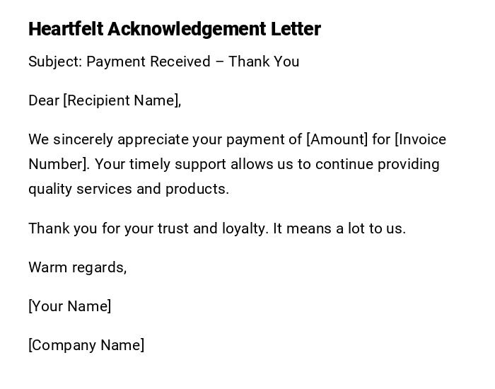 Heartfelt Acknowledgement Letter Heartfelt Acknowledgement Letter