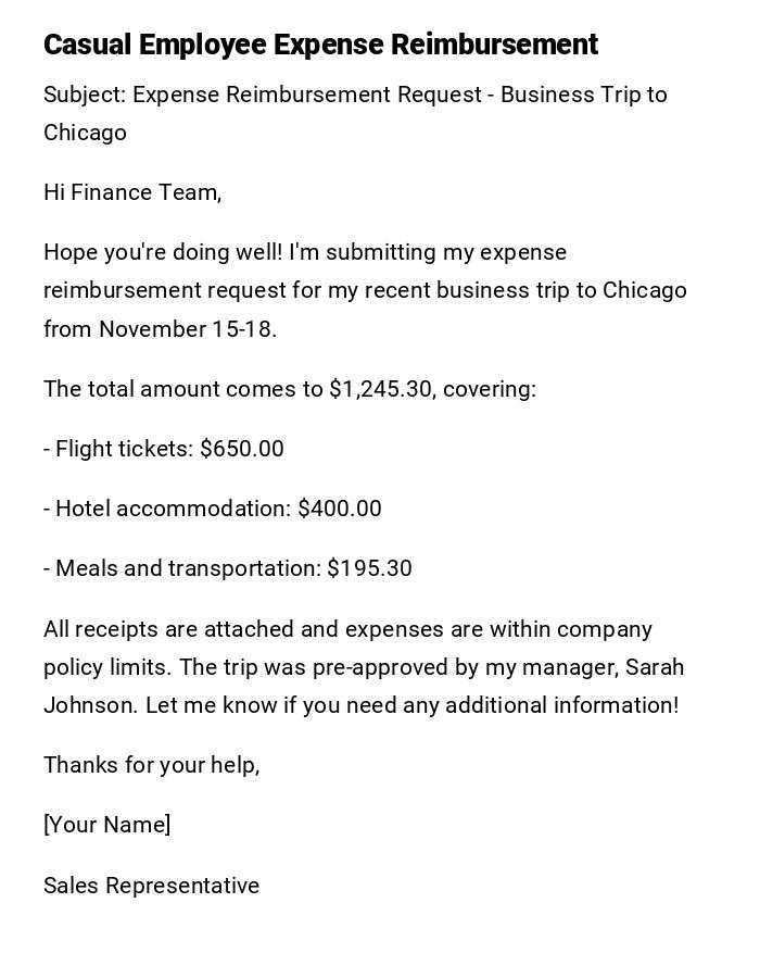 Casual Employee Expense Reimbursement