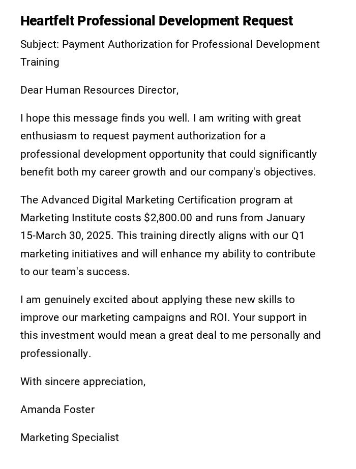 Heartfelt Professional Development Request