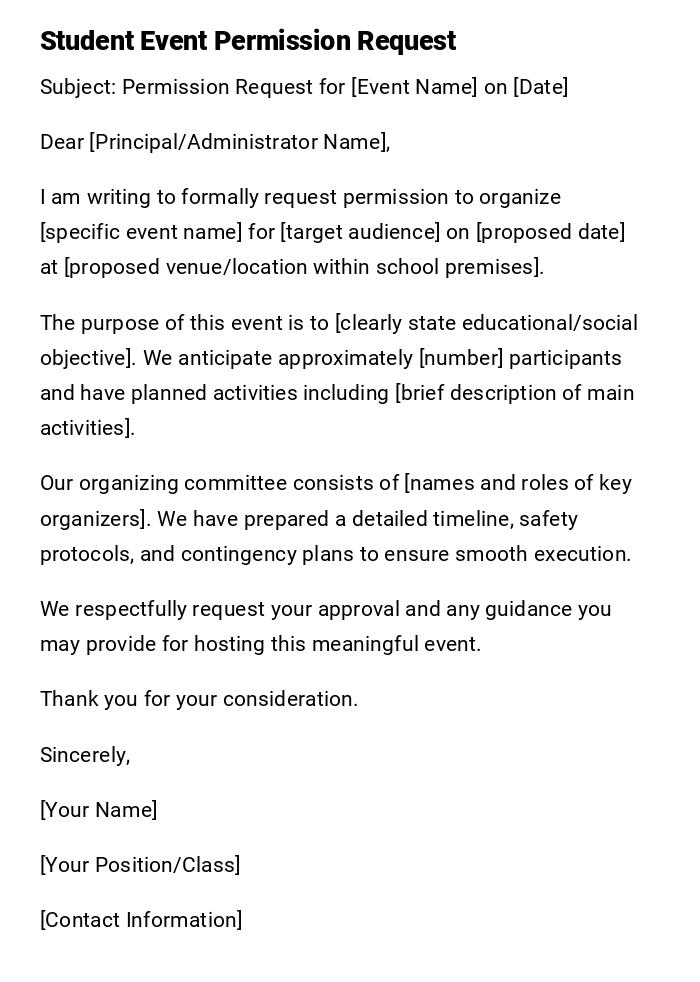 Student Event Permission Request