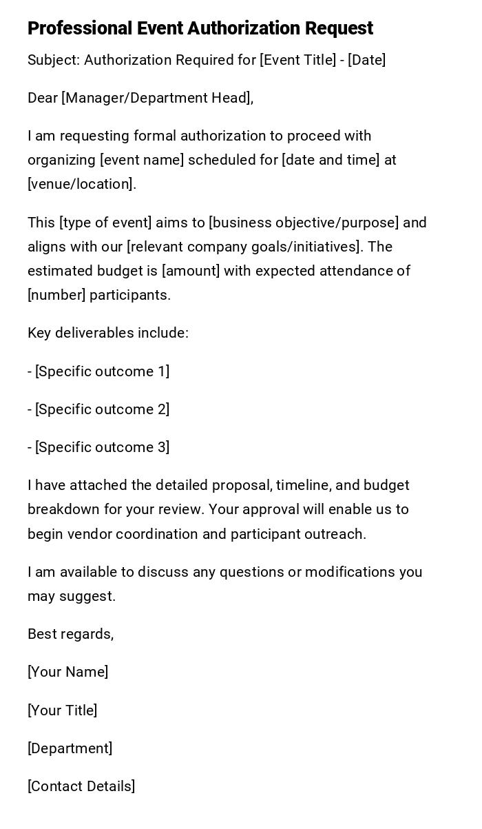 Professional Event Authorization Request