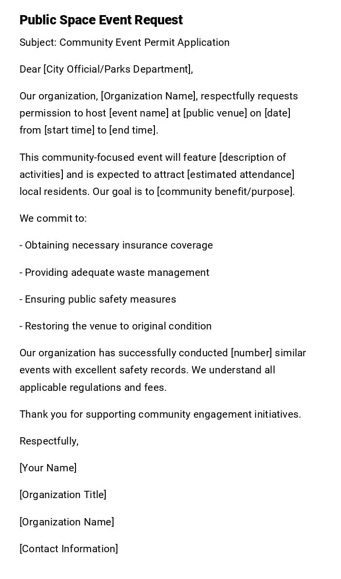 Public Space Event Request