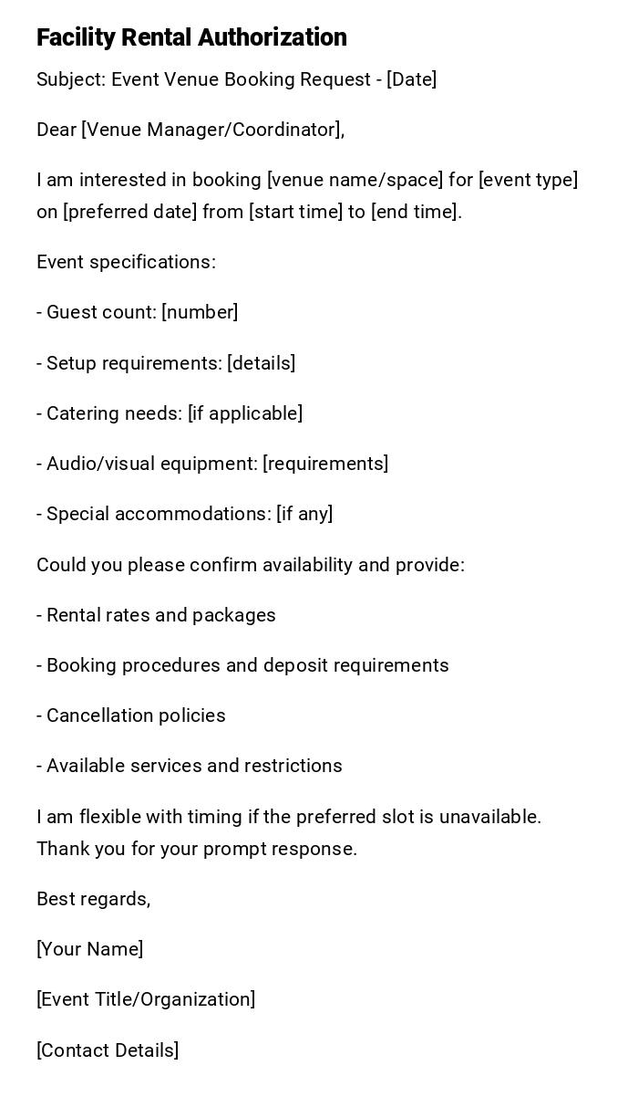 Facility Rental Authorization