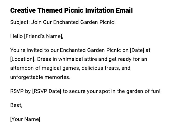 Creative Themed Picnic Invitation Email Creative Themed Picnic Invitation Email