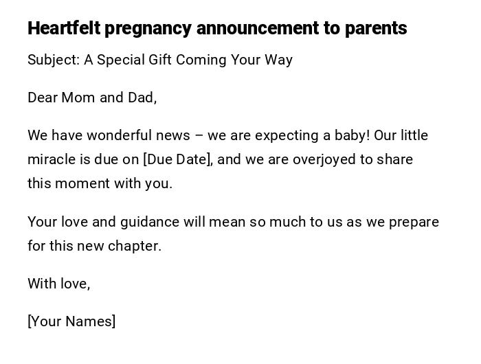 Heartfelt pregnancy announcement to parents Heartfelt pregnancy announcement to parents