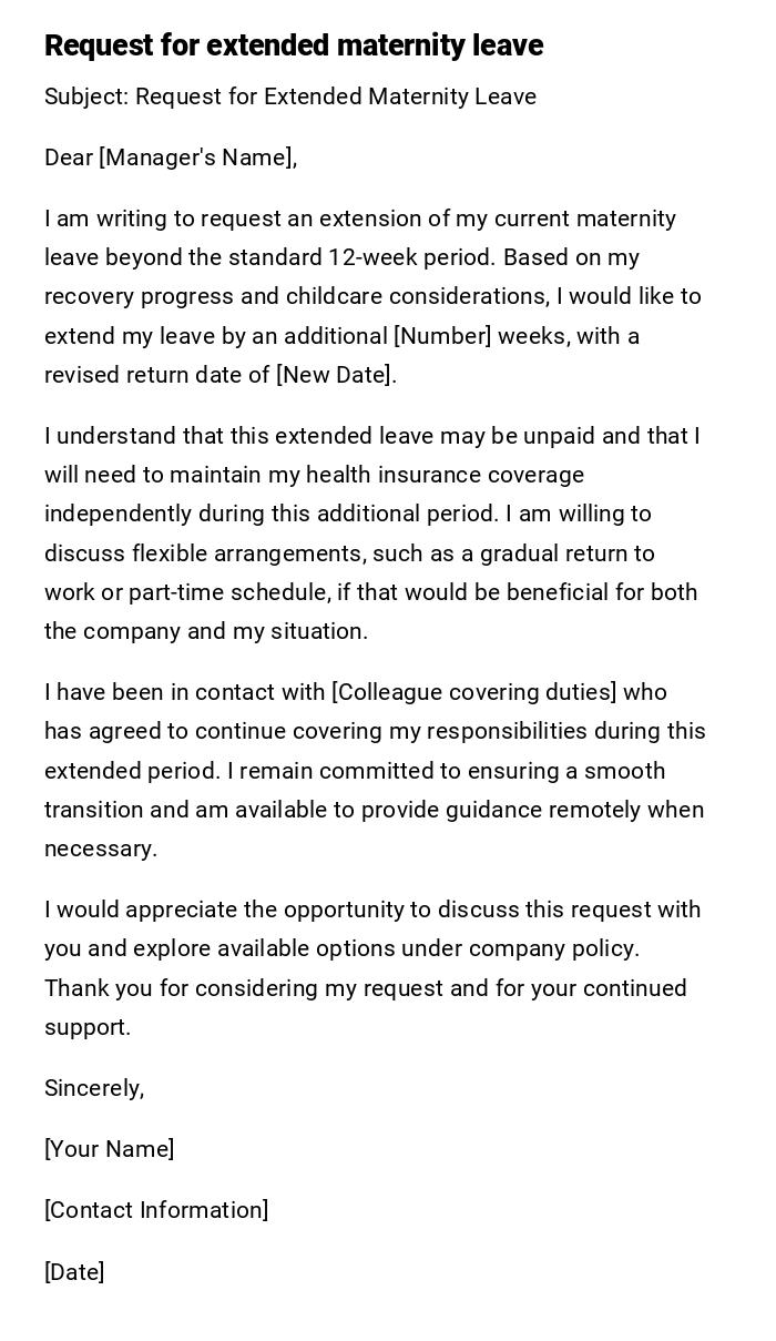 Request for extended maternity leave