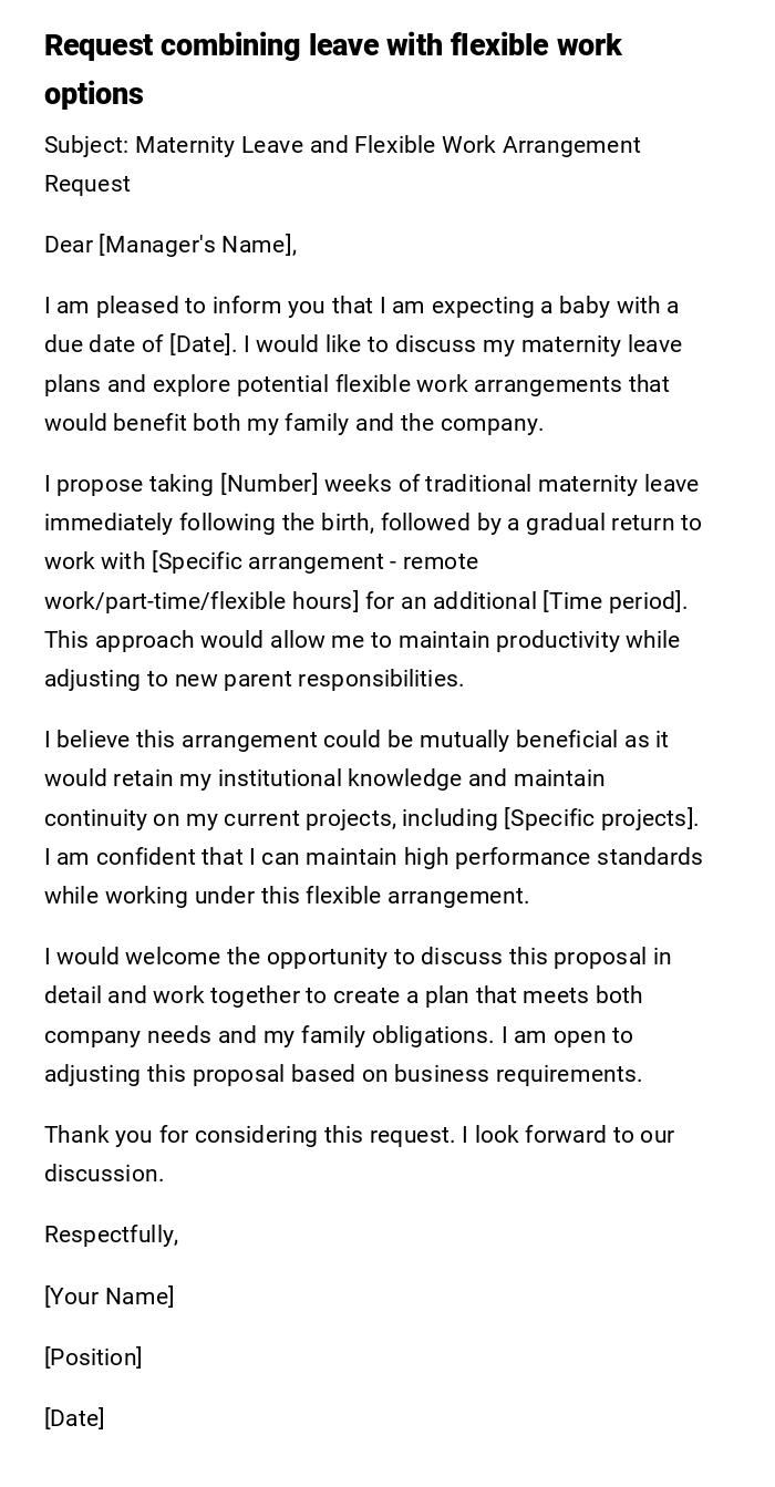 Request combining leave with flexible work options