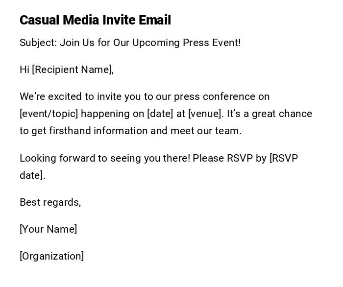 Casual Media Invite Email Casual Media Invite Email