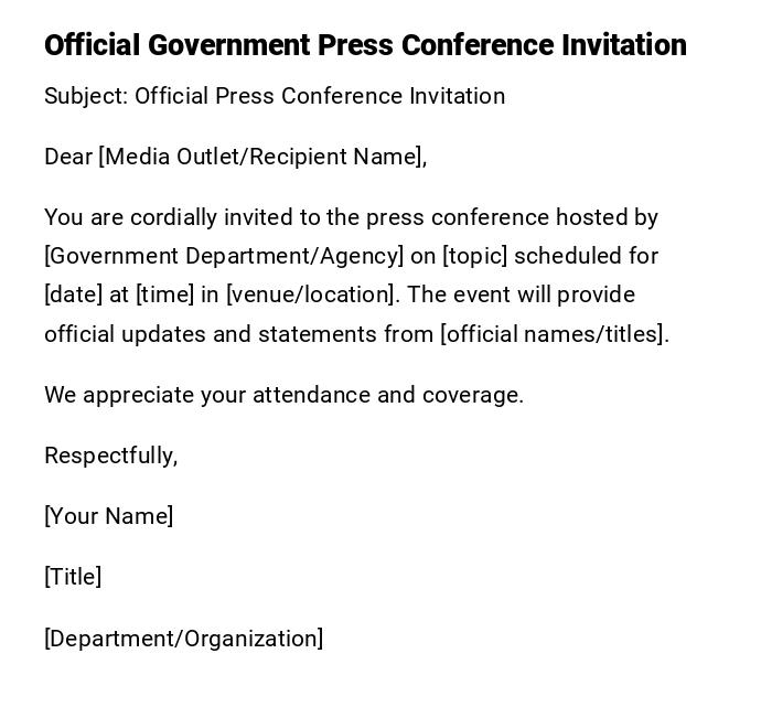 Official Government Press Conference Invitation Official Government Press Conference Invitation