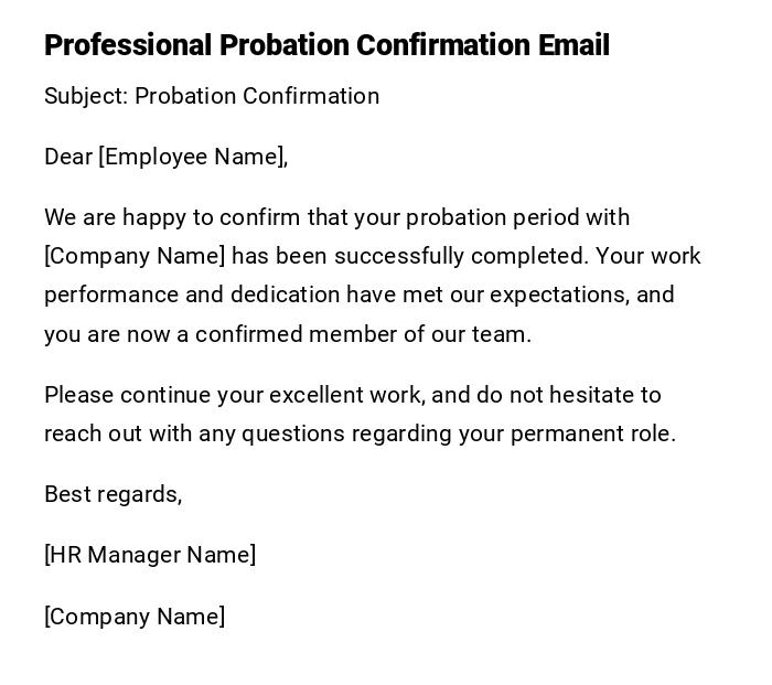 Professional Probation Confirmation Email Professional Probation Confirmation Email