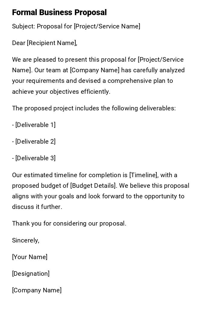 Formal Business Proposal