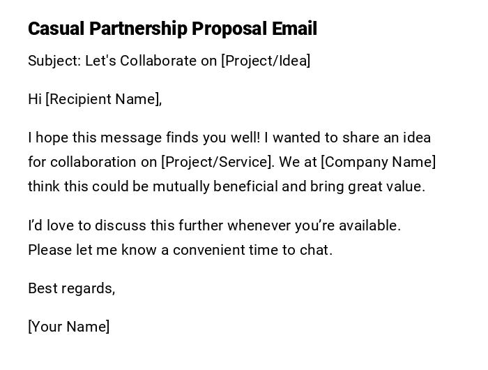 Casual Partnership Proposal Email