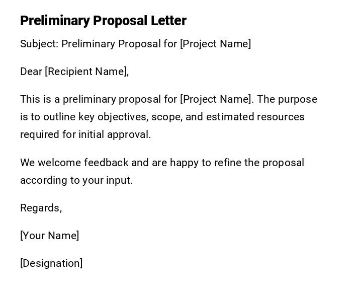 Preliminary Proposal Letter