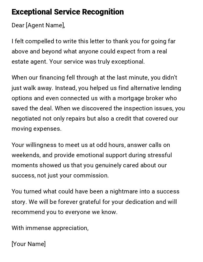 Exceptional Service Recognition Exceptional Service Recognition