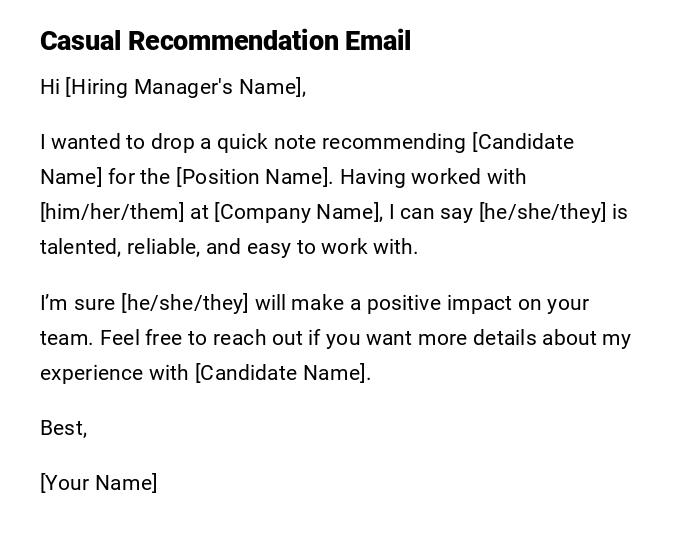 Casual Recommendation Email Casual Recommendation Email