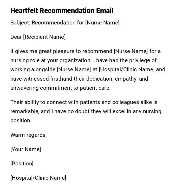 Heartfelt Recommendation Email